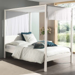 Paris Prix Pack - Lit à Baldaquin & Voile "Pino" 140x200cm Blanc