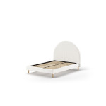 Paris Prix Pack - Lit Adulte & 2 Poufs Bouclés "Moon" 140x200cm Blanc