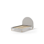 Paris Prix Pack - Lit Adulte & 2 Poufs Bouclés "Moon" 140x200cm Gris