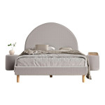 paris prix Pack - Lit Adulte & 2 Poufs Bouclés "Moon" 140x200cm Gris
