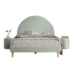 paris prix Pack - Lit Adulte & 2 Poufs Bouclés "Moon" 140x200cm Vert