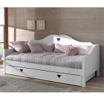 paris prix Pack - Lit Banquette Enfant Sommier & Tiroir "Amori" 90x200cm Blanc