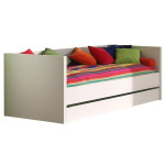 Paris Prix Pack - Lit Banquette Enfant Tiroir Armoire & Lot De 2 Étagères "Lara" Blanc