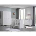 paris prix Pack - Lit Bébé 60x120cm Commode & Armoire "Erik" Blanc