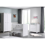paris prix Pack - Lit Bébé 60x120cm Commode & Armoire "Erik I" Blanc