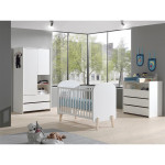 paris prix Pack - Lit Bébé 60x120cm Commode Plan à Langer & Armoire 2 Portes "Kiddy" Blanc