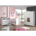 paris prix Pack - Lit Bébé 60x120cm Commode Plan à Langer & Armoire "Kiddy" Blanc