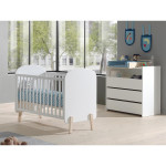 paris prix Pack - Lit Bébé 60x120cm Commode & Plan à Langer "Kiddy" Blanc