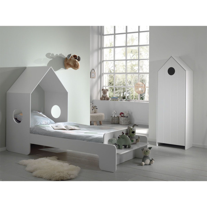 Paris Prix Pack - Lit Cabane Enfant & Armoire "Casami" Blanc
