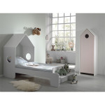 paris prix Pack - Lit Cabane Enfant & Armoire "Casami" Blanc & Rose