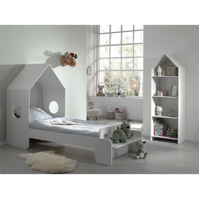 Paris Prix Pack - Lit Cabane Enfant & Étagère "Casami" 90x140cm Blanc