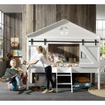 paris prix Pack - Lit Cabane Enfant & Sommier "Barnie" 90x200cm Blanc