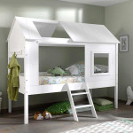 paris prix Pack - Lit Cabane Enfant & Sommier "Charlotte" 90x200cm Blanc