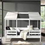 paris prix Pack - Lit Cabane Enfant & Sommier "Housebed I" 90x200cm Blanc