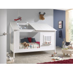 Paris Prix Pack - Lit Cabane Enfant & Sommier "Housebed II" 90x200cm Blanc