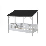 Paris Prix Pack - Lit Cabane Enfant & Sommier "Housebed III" 90x200cm Blanc & Noir