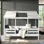 paris prix Pack - Lit Cabane Enfant Sommier & Matelas "Housebed I" 90x200cm Blanc
