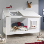 paris prix Pack - Lit Cabane Enfant Sommier & Matelas "Housebed II" 90x200cm Blanc