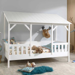 paris prix Pack - Lit Cabane Enfant Sommier & Matelas "Housebed III" 90x200cm Blanc