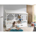 Paris Prix Pack - Lit Cabane Enfant & Tiroir "Housebed III" 90x200cm Blanc