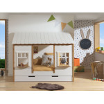 Paris Prix Pack - Lit Cabane Enfant & Tiroir "Housebed IV" 90x200cm Blanc