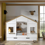 paris prix Pack - Lit Cabane & Tiroir "Babs" 90x200cm Blanc