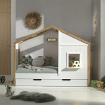 paris prix Pack - Lit Cabane & Tiroir "Babs II" 90x200cm Blanc