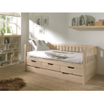 Paris Prix Pack - Lit Capitaine Enfant & Tiroir De Lit "Fritz" 90x200cm Naturel