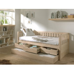 Paris Prix Pack - Lit Capitaine Enfant & Tiroir De Lit "Fritz" 90x200cm Naturel