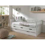 Paris Prix Pack - Lit Capitaine Enfant & Tiroir De Lit "Fritz" 90x200cm Blanc