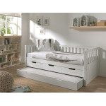 Paris Prix Pack - Lit Capitaine Enfant & Tiroir De Lit "Fritz" 90x200cm Blanc