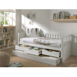 Paris Prix Pack - Lit Capitaine Enfant & Tiroir De Lit "Fritz" 90x200cm Blanc