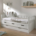 paris prix Pack - Lit Capitaine Enfant & Tiroir de Lit "Fritz" 90x200cm Blanc