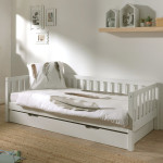 paris prix Pack - Lit Capitaine Enfant & Tiroir "Fritz" 90x200cm Blanc