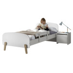paris prix Pack - Lit Enfant Barrière & Chevet "Kiddy" 90x200cm Blanc