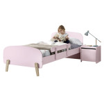 paris prix Pack - Lit Enfant Barrière & Chevet "Kiddy" 90x200cm Rose