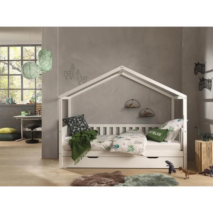 Paris Prix Pack - Lit Enfant Barrière & Tiroir "Dallas II" 90x200cm Blanc