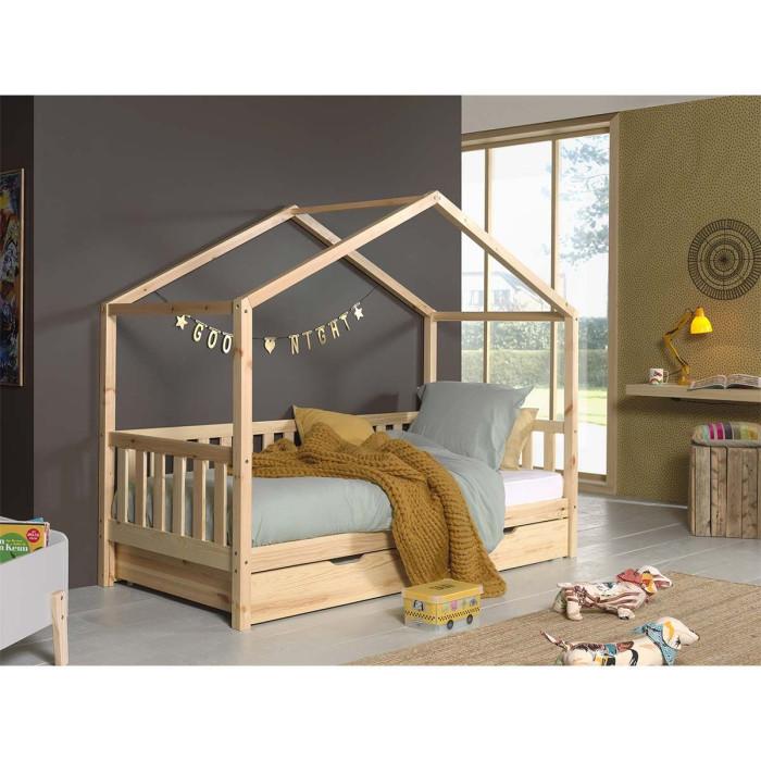 Paris Prix Pack - Lit Enfant Barrière & Tiroir "Dallas II" 90x200cm Naturel