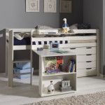 Paris Prix Pack - Lit Enfant Bureau & Commode 4 Tiroirs "Pino" Blanc