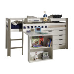 paris prix Pack - Lit Enfant Bureau & Commode 4 Tiroirs "Pino" Blanc