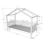 Paris Prix Pack - Lit Enfant Cabane & Matelas "Dallas II" 90x200cm Blanc