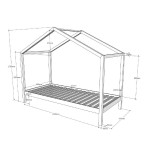 Paris Prix Pack - Lit Enfant Cabane & Matelas "Dallas III" 90x200cm Naturel