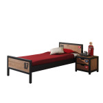 Paris Prix Pack - Lit Enfant & Chevet "Alex" 90x200cm Marron & Noir