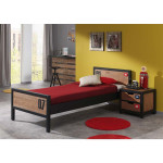 paris prix Pack - Lit Enfant & Chevet "Alex" 90x200cm Marron & Noir