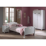 paris prix Pack - Lit Enfant Chevet & Armoire 2 Portes "Amori" Blanc