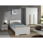 paris prix Pack - Lit Enfant Chevet & Armoire 3 Portes "London" Blanc