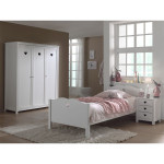 paris prix Pack - Lit Enfant Chevet & Armoire "Amori" Blanc