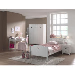 paris prix Pack - Lit Enfant Chevet Armoire & Bureau "Amori" Blanc