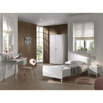 paris prix Pack - Lit Enfant Chevet Armoire & Bureau "Billy" 90x200cm Blanc