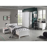 paris prix Pack - Lit Enfant Chevet Armoire & Bureau "Erik" Blanc